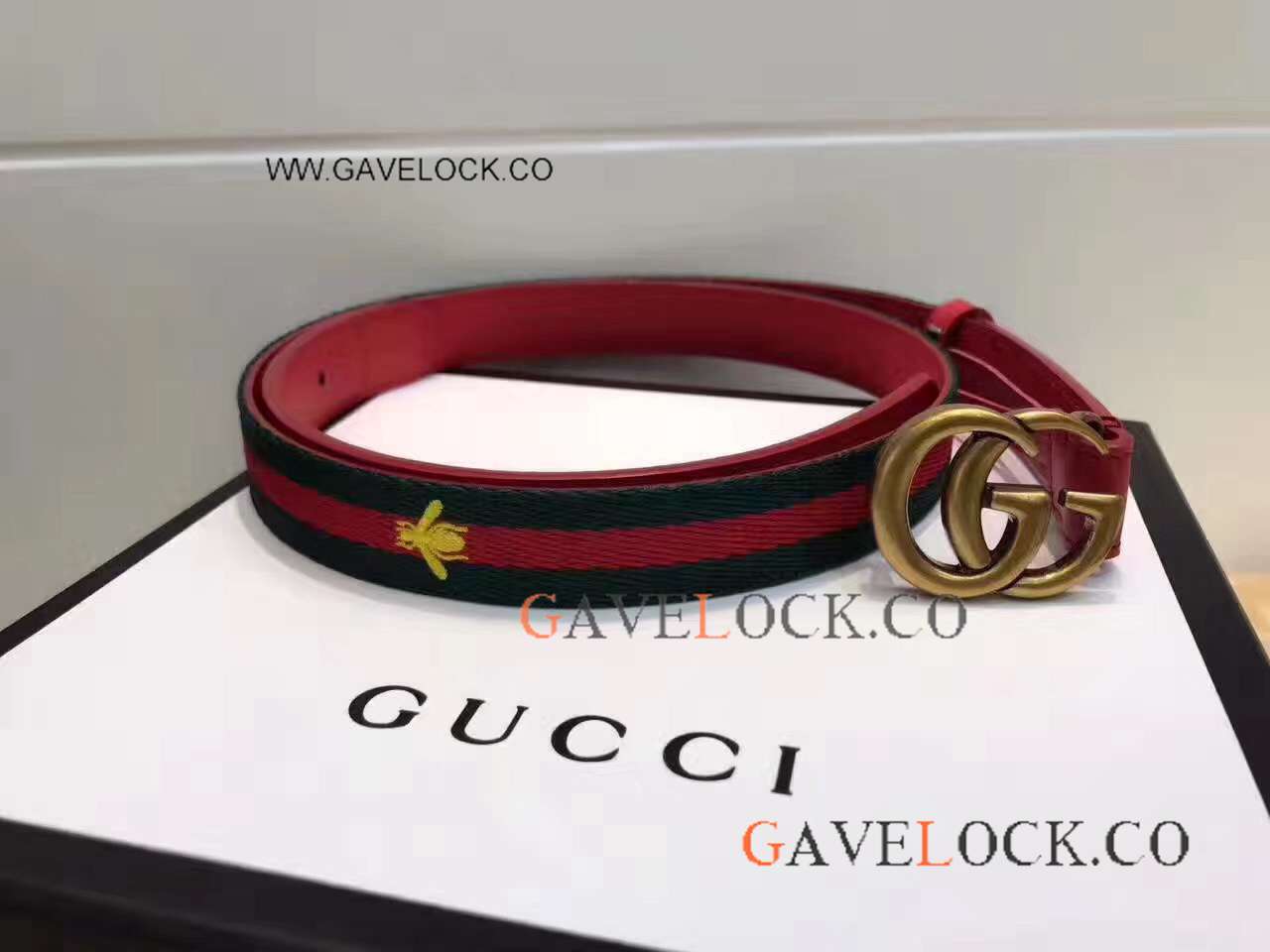 Classic Tri color belt Replica - Green+Red+Green+Bee Mens Belt